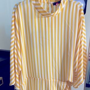 Yellow and white striped blouse